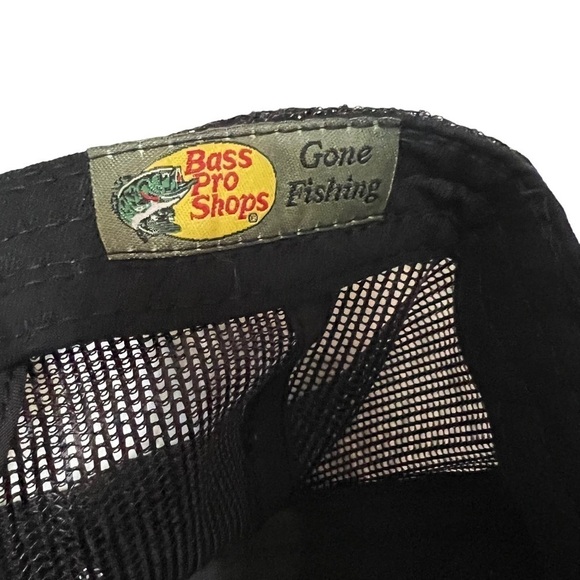 BASS PRO SHOPS BLACK TRUCKER MESH HAT LIKE NEW; PREOWNED NOT WORN SNAPBACK - Picture 5 of 6